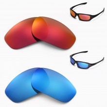  Walleva Two Pairs Polarized Lenses For Oakley Fives 4.0 Sunglasses - Fire Red + Ice Blue